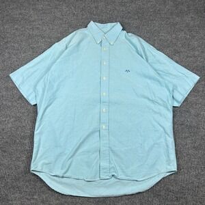 Thomas Burberry Shirt Men's XL Light Blue Short Sleeve Button Down Embroidered